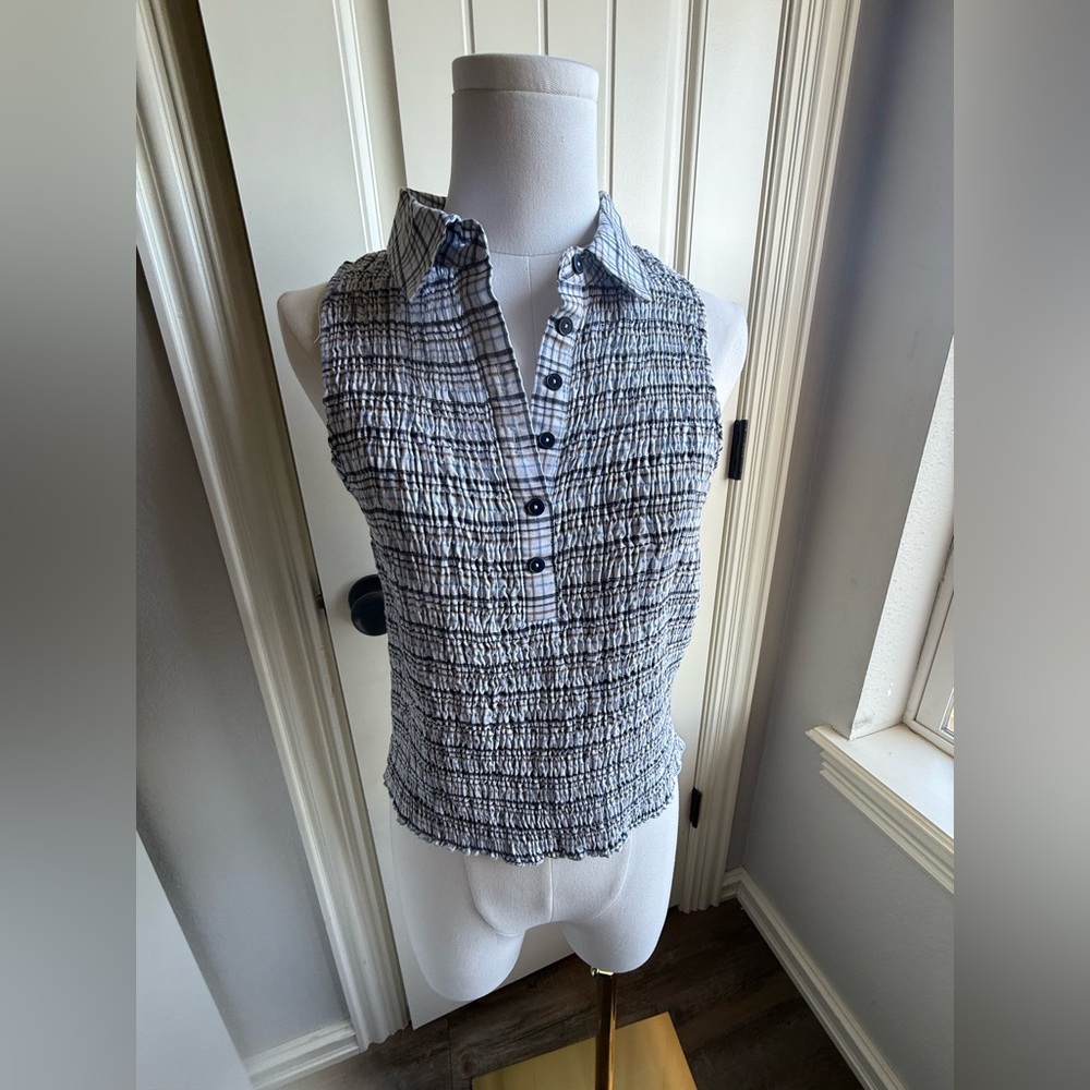 JCREW Black and White Sleeveless Blouse